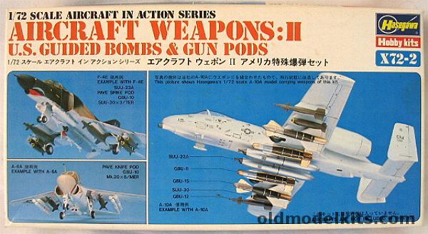 Hasegawa 1/72 Aircraft Weapons II US Guided Bombs and Gun Pods - Mk20 Rockeye/GBU-12/GBU-15/Pave Spike Pod/SUU-23A MER/TER/SUU-30/GBU-10/GBU-8/Pave Knife Pod/Mk4HIPEG, 2 plastic model kit